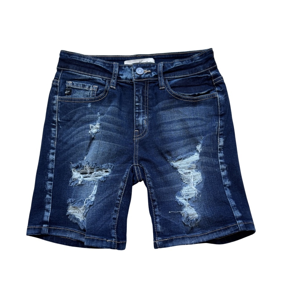 KanCan | Women's Distressed Dark Blue Denim Shorts - Size 24